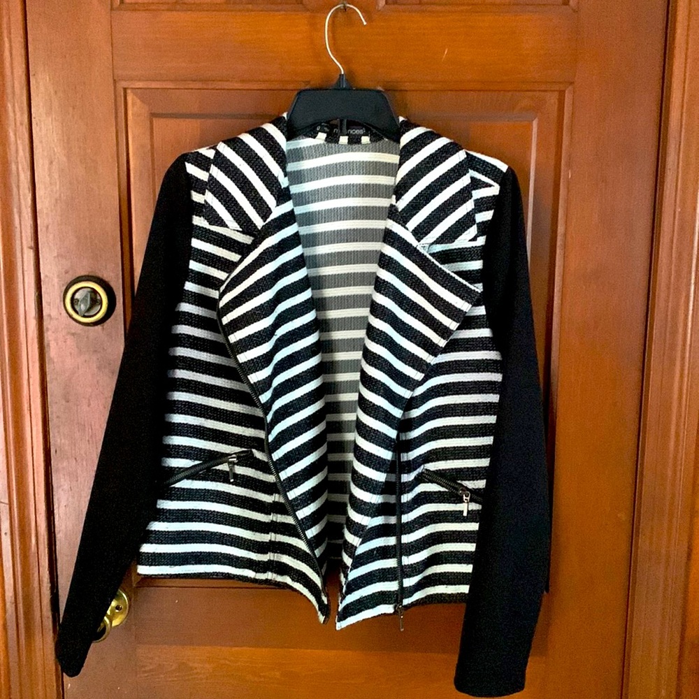 BOGO Black and White Striped Maurices Jacket Plus Size 0